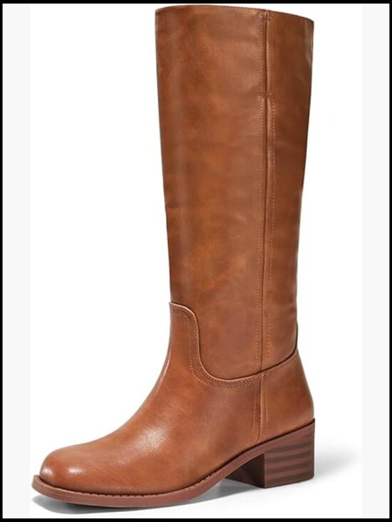 Shoes - Knee High Boots Square Toe Chunky Block Heel Tall Boots Comfortable Low Heel